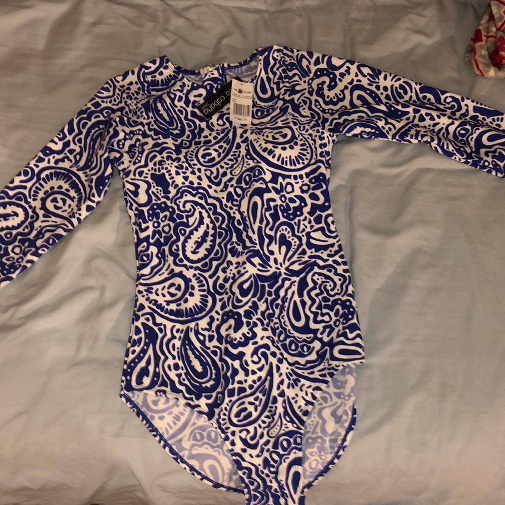 One piece long sleeve bathing suit